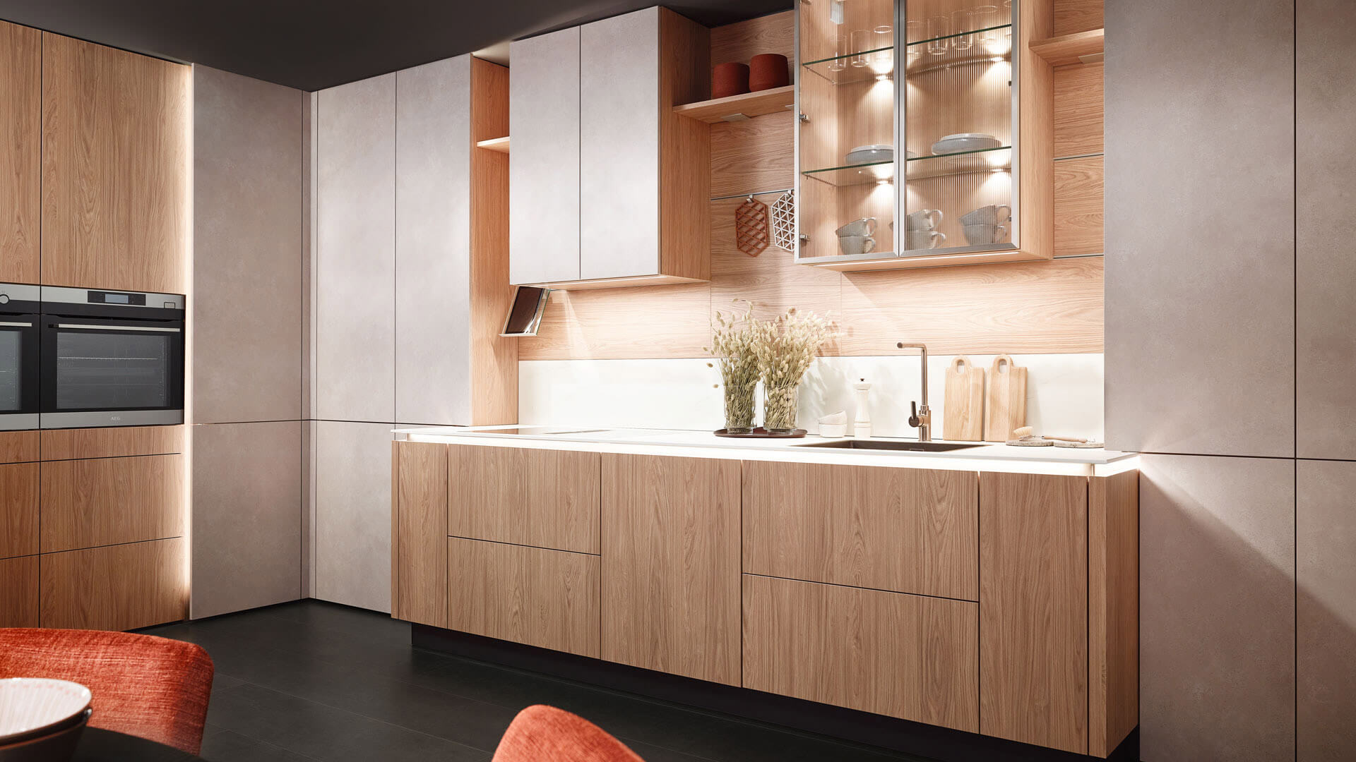 Sachsenkuechen Kuechenzeile Designstil Holz