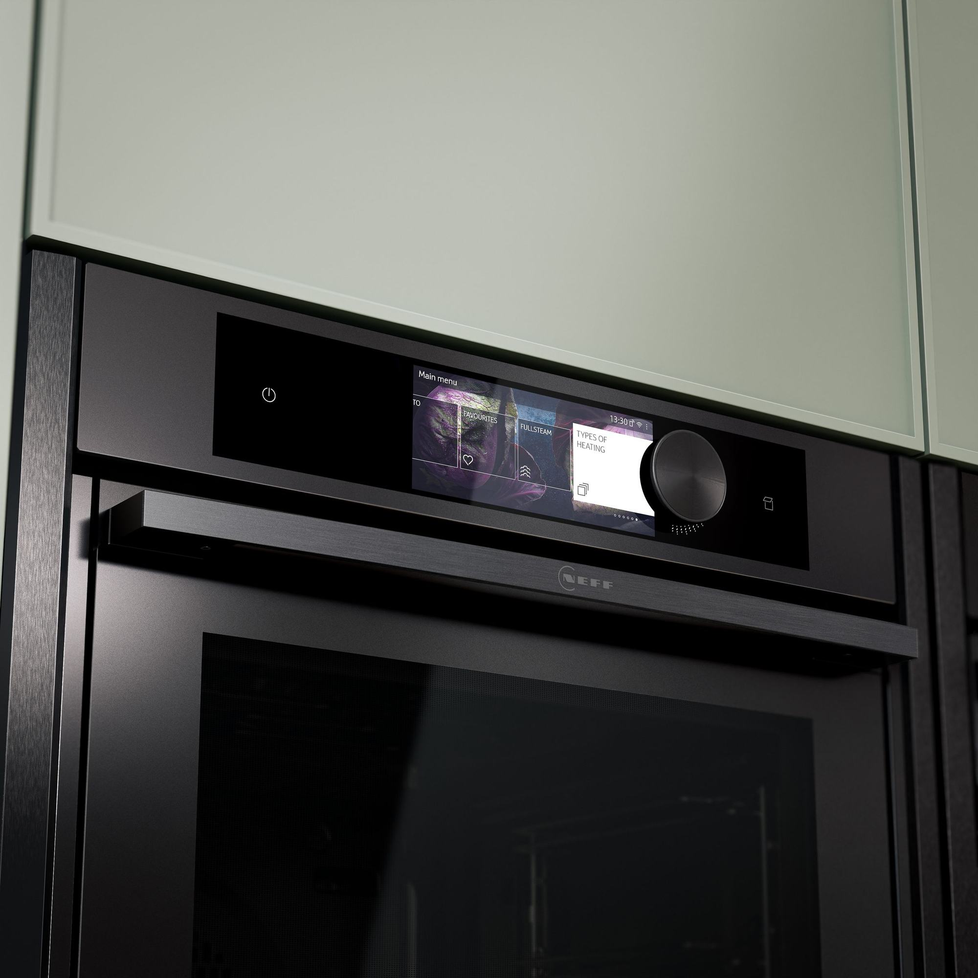 Neff Backofen in Schwarz matt mit Display und Seitenleisten in Deep Black